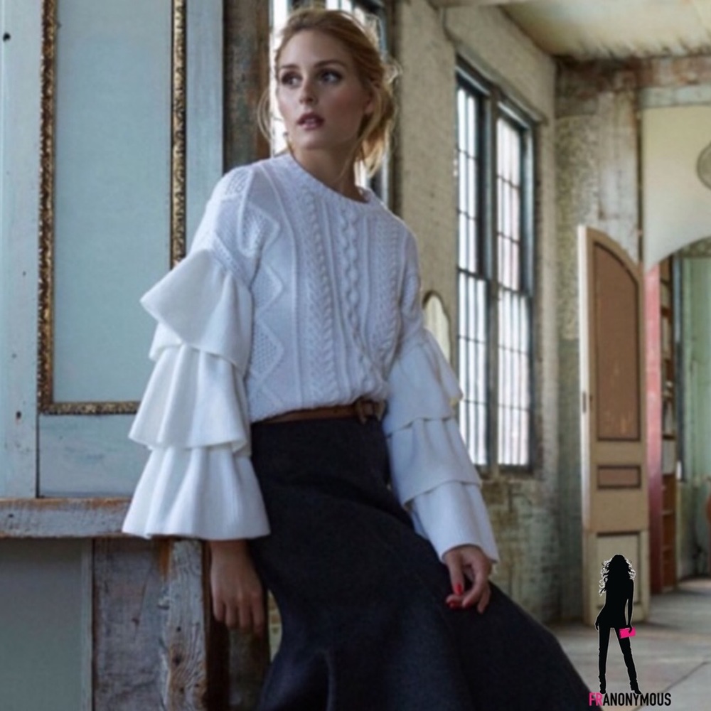 Style Mafia Stella Off White Ruffle Sleeve Sweater